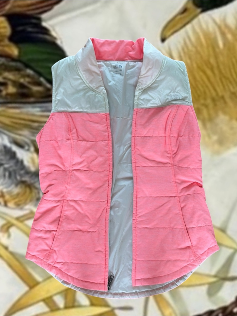 The North Face Pink and White Quilted Packable Vest